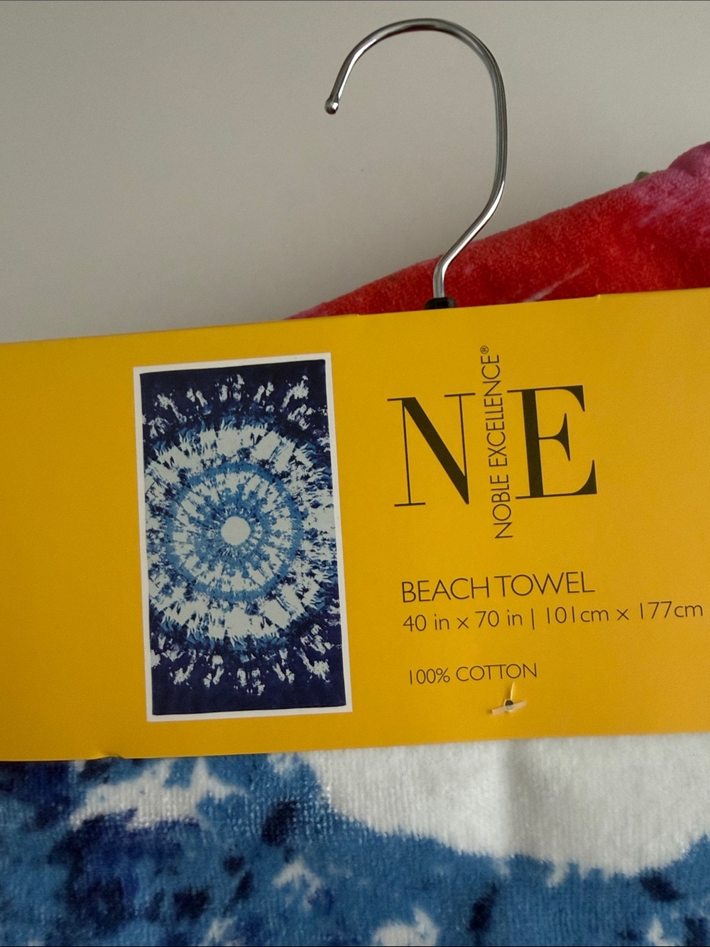 Noble Excellence - Blue Tie-Dye Beach Towel - Extra Large - New - 100% Cotton